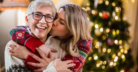 mother and daughter at Christmas
