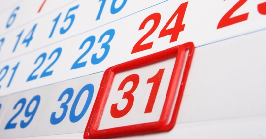 31st of the month on calendar